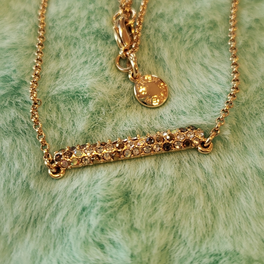 J. Crew gold tone steel bar necklace with cubic zirconia detail